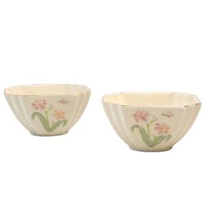 2 Lenox Classics China Lily Bowl 24k Gold Accents Rim Butterfly Candy Nut Holder